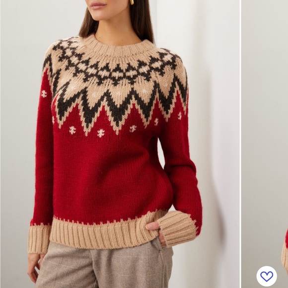 Polo by Ralph Lauren Red Fair Isle Crewneck Sweater with Cream Yoke - Picture 3 of 7